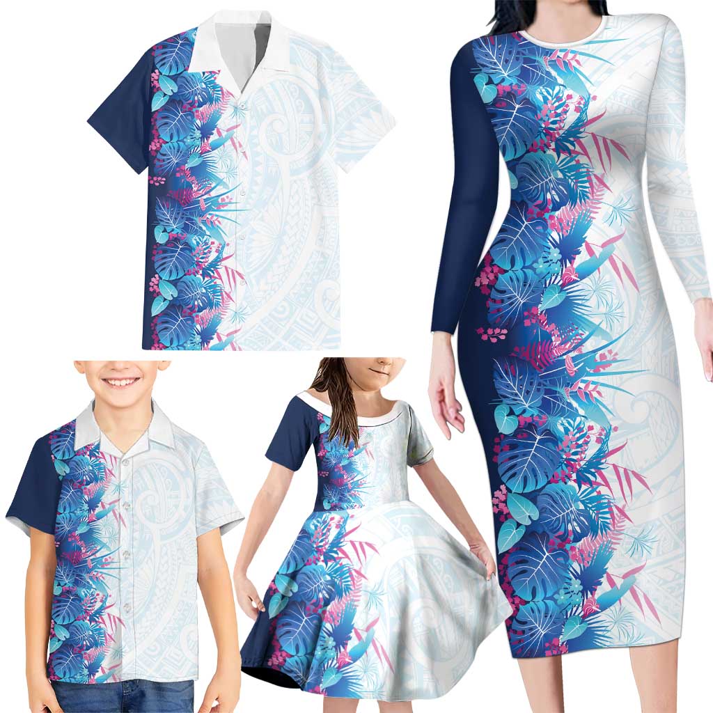 Hawaii Tropical Plant UliUli Family Matching Long Sleeve Bodycon Dress and Hawaiian Shirt Vibrant Polynesian Pattern LT01 - Polynesian Pride