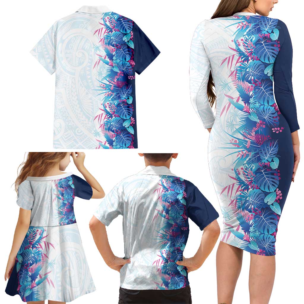 Hawaii Tropical Plant UliUli Family Matching Long Sleeve Bodycon Dress and Hawaiian Shirt Vibrant Polynesian Pattern LT01 - Polynesian Pride