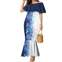 Hawaii Tropical Plant UliUli Family Matching Mermaid Dress and Hawaiian Shirt Vibrant Polynesian Pattern LT01 Mom's Dress Blue - Polynesian Pride
