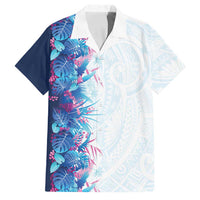 Hawaii Tropical Plant UliUli Family Matching Short Sleeve Bodycon Dress and Hawaiian Shirt Vibrant Polynesian Pattern LT01 Dad's Shirt - Short Sleeve Blue - Polynesian Pride