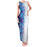 Hawaii Tropical Plant UliUli Family Matching Tank Maxi Dress and Hawaiian Shirt Vibrant Polynesian Pattern LT01 Mom's Dress Blue - Polynesian Pride