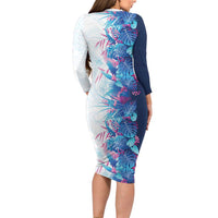 Hawaii Tropical Plant UliUli Long Sleeve Bodycon Dress Vibrant Polynesian Pattern