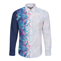 Hawaii Tropical Plant UliUli Long Sleeve Button Shirt Vibrant Polynesian Pattern