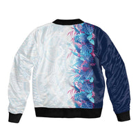 Hawaii Tropical Plant UliUli Sleeve Zip Bomber Jacket Vibrant Polynesian Pattern