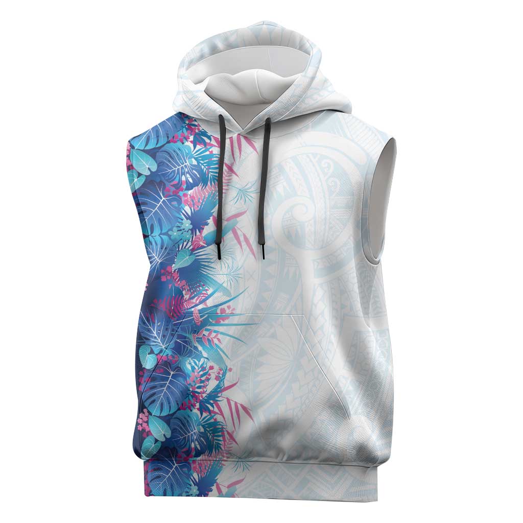 Hawaii Tropical Plant UliUli Sleeveless Hoodie Vibrant Polynesian Pattern