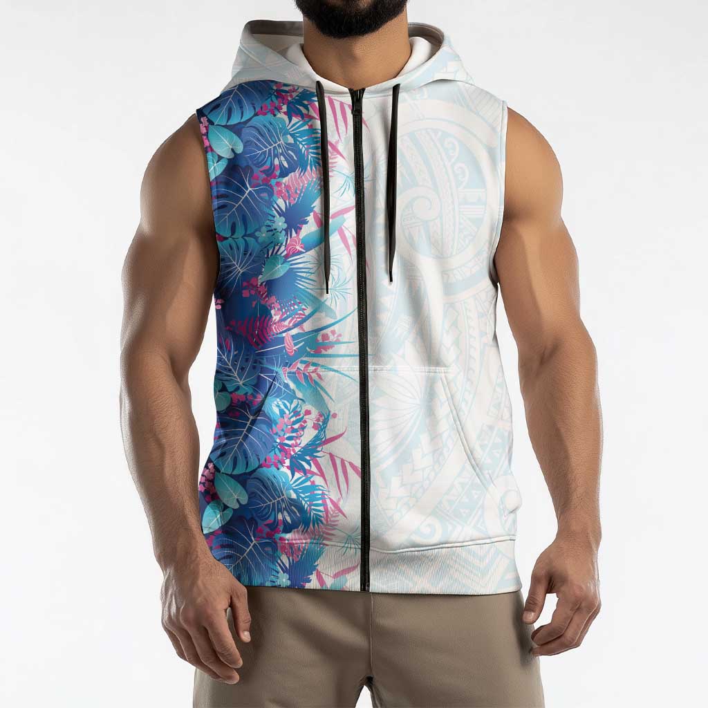 Hawaii Tropical Plant UliUli Sleeveless Zip Hoodie Vibrant Polynesian Pattern LT01 - Polynesian Pride