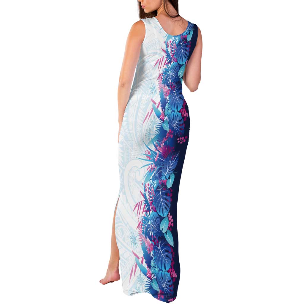Hawaii Tropical Plant UliUli Tank Maxi Dress Vibrant Polynesian Pattern