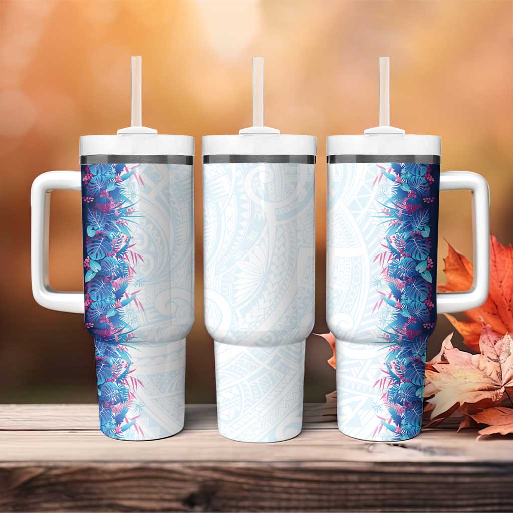 Hawaii Tropical Plant UliUli Tumbler With Handle Vibrant Polynesian Pattern