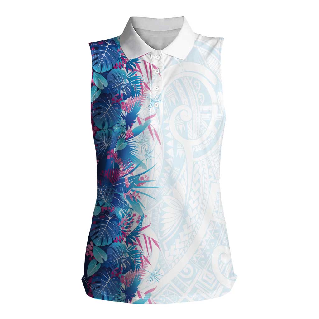 Hawaii Tropical Plant UliUli Women Sleeveless Polo Shirt Vibrant Polynesian Pattern