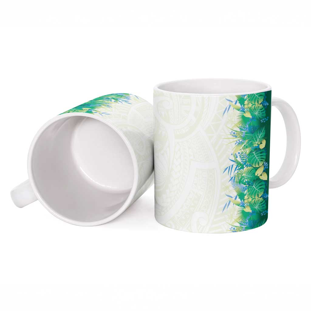 Hawaii Tropical Plant Omaomao Ceramic Mug Vibrant Polynesian Pattern