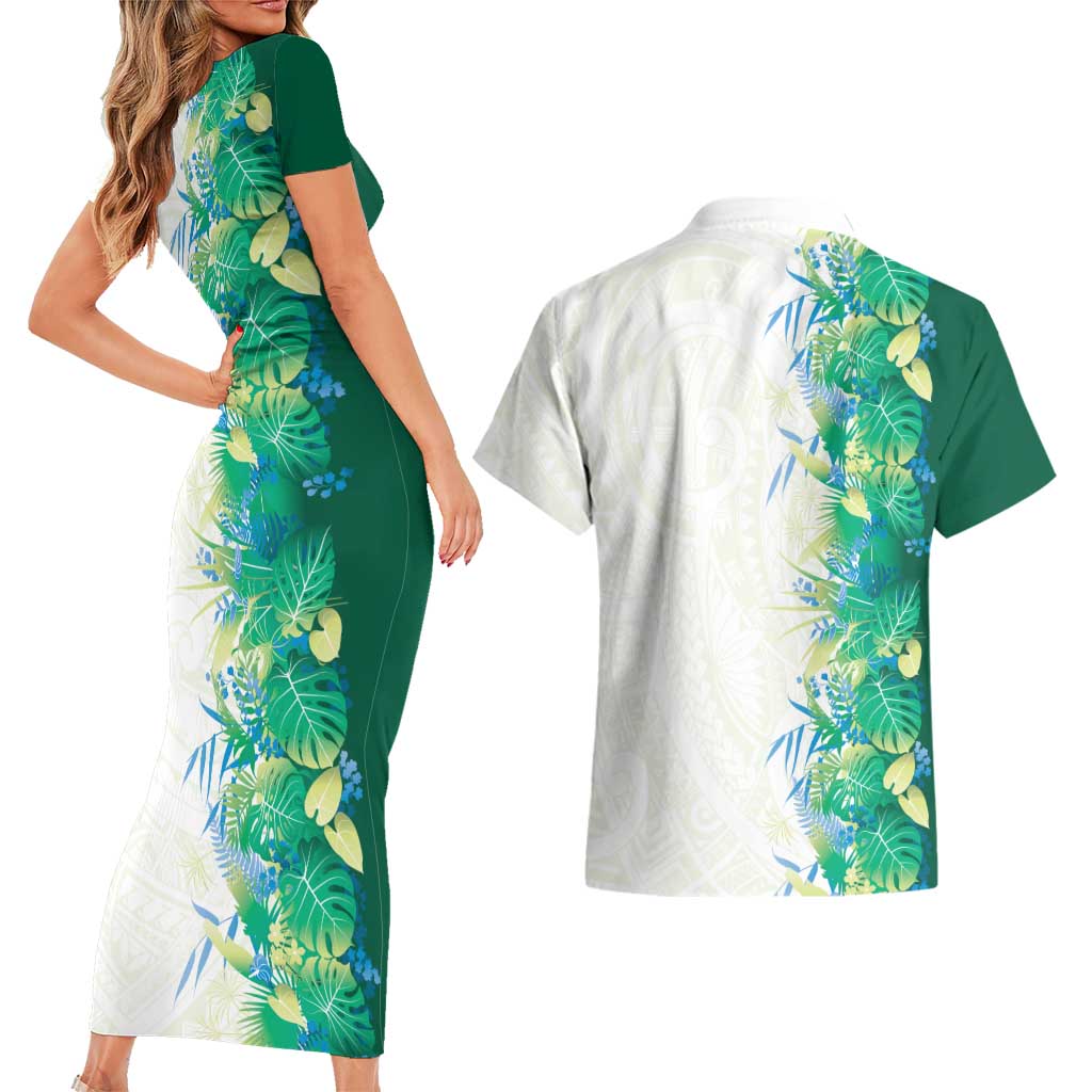 Hawaii Tropical Plant Omaomao Couples Matching Short Sleeve Bodycon Dress and Hawaiian Shirt Vibrant Polynesian Pattern LT01 - Polynesian Pride