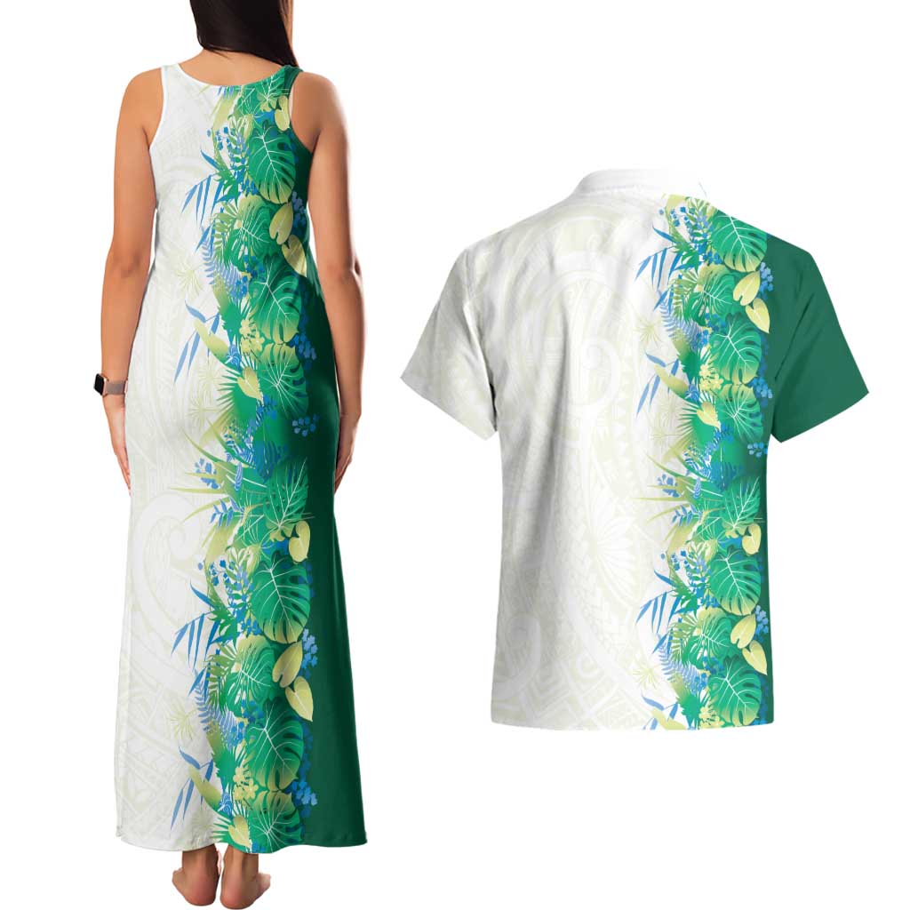 Hawaii Tropical Plant Omaomao Couples Matching Tank Maxi Dress and Hawaiian Shirt Vibrant Polynesian Pattern