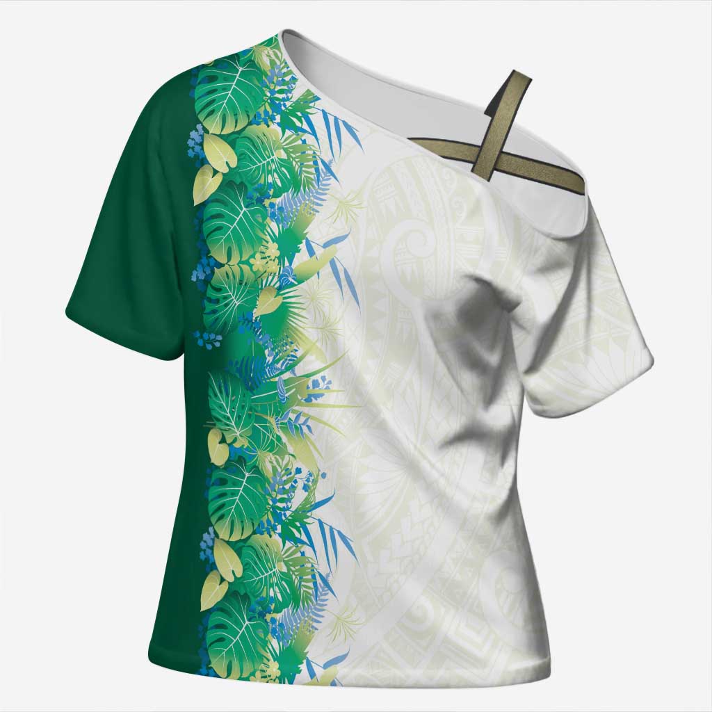 Hawaii Tropical Plant Omaomao Cross Shoulder Shirt Vibrant Polynesian Pattern