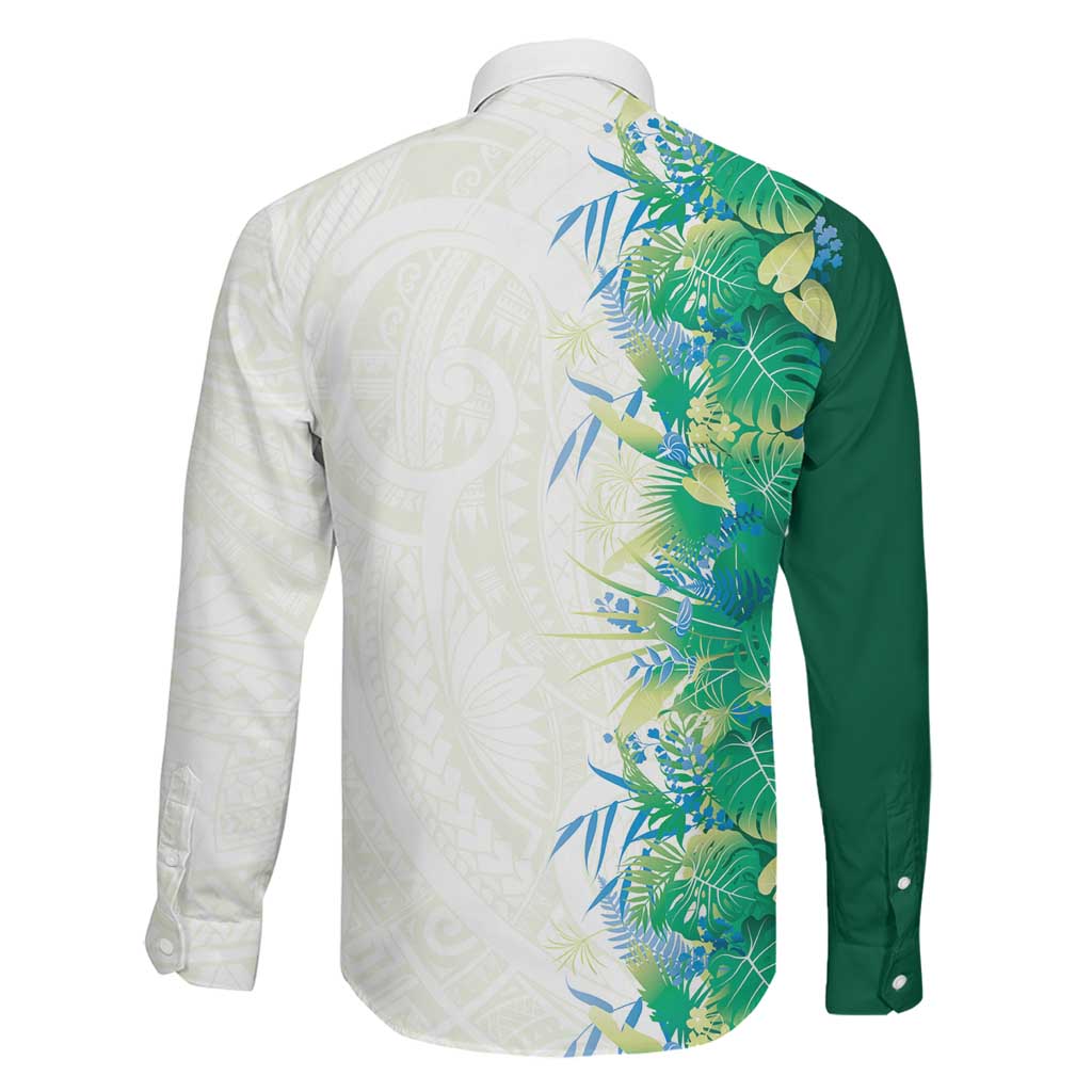 Hawaii Tropical Plant Omaomao Family Matching Off The Shoulder Long Sleeve Dress and Hawaiian Shirt Vibrant Polynesian Pattern LT01 - Polynesian Pride