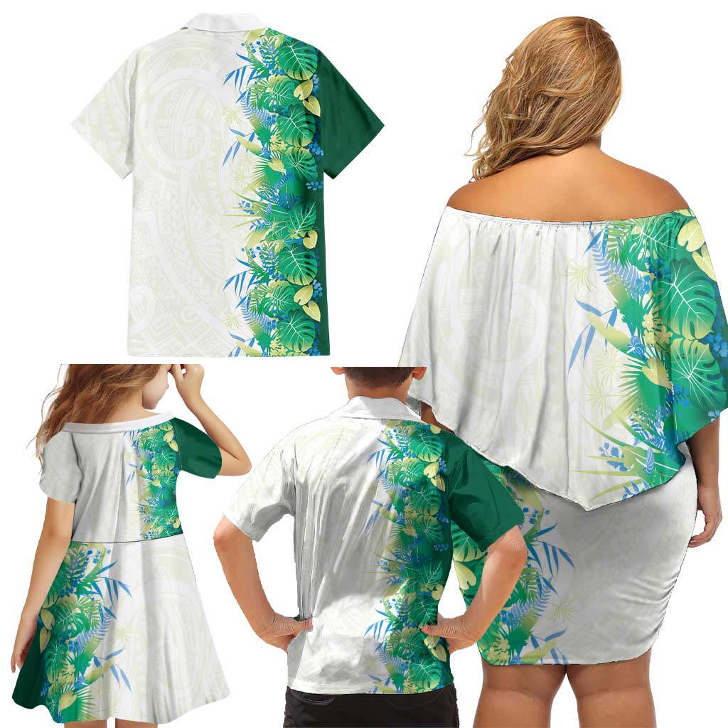 Hawaii Tropical Plant Omaomao Family Matching Off Shoulder Short Dress and Hawaiian Shirt Vibrant Polynesian Pattern LT01 - Polynesian Pride