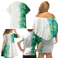 Hawaii Tropical Plant Omaomao Family Matching Off Shoulder Short Dress and Hawaiian Shirt Vibrant Polynesian Pattern LT01 - Polynesian Pride