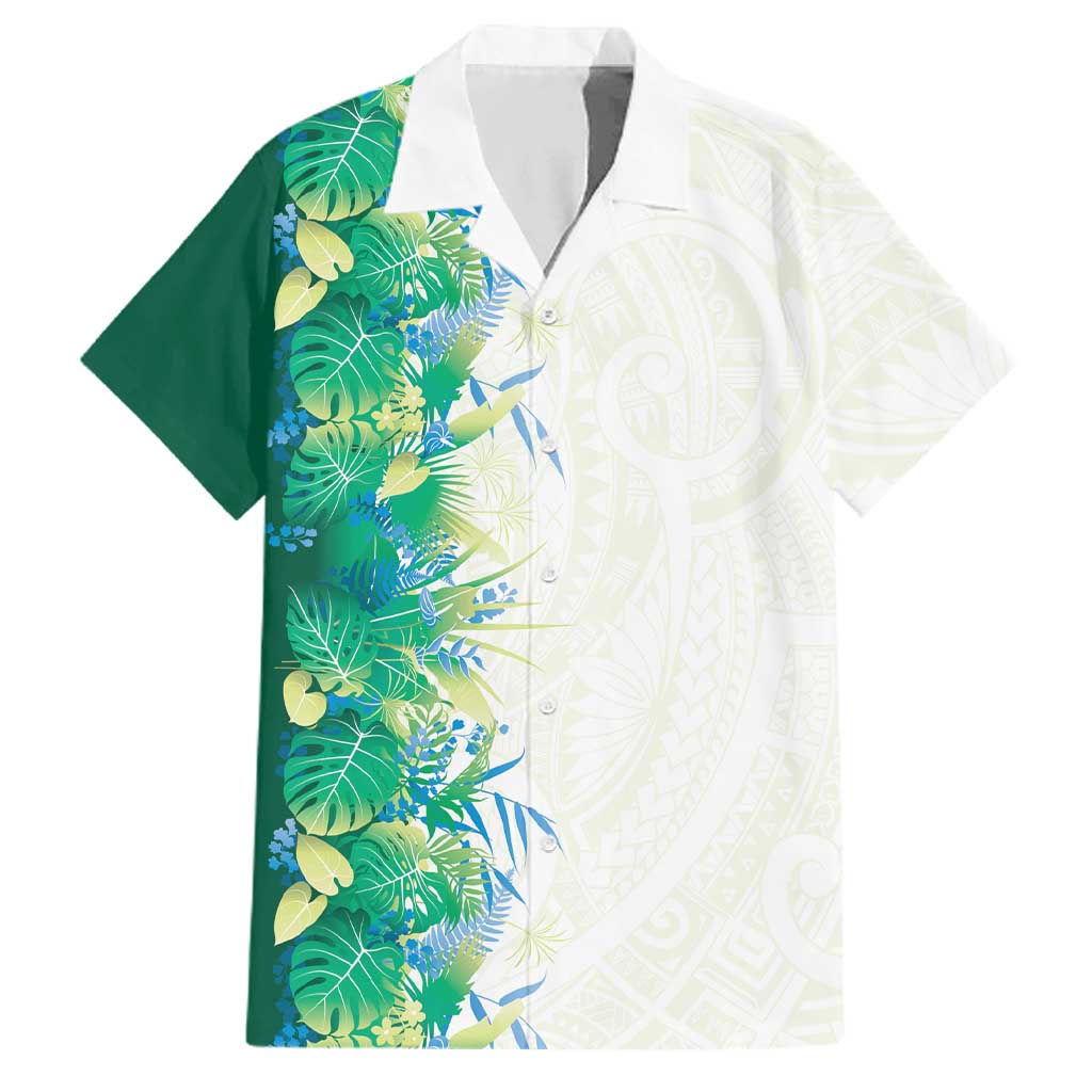 Hawaii Tropical Plant Omaomao Family Matching Puletasi and Hawaiian Shirt Vibrant Polynesian Pattern LT01 Dad's Shirt - Short Sleeve Green - Polynesian Pride