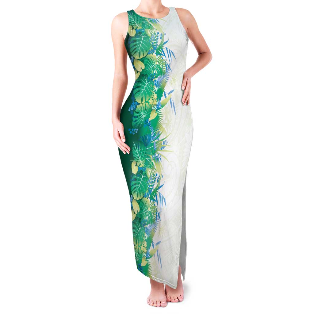 Hawaii Tropical Plant Omaomao Family Matching Tank Maxi Dress and Hawaiian Shirt Vibrant Polynesian Pattern LT01 Mom's Dress Green - Polynesian Pride