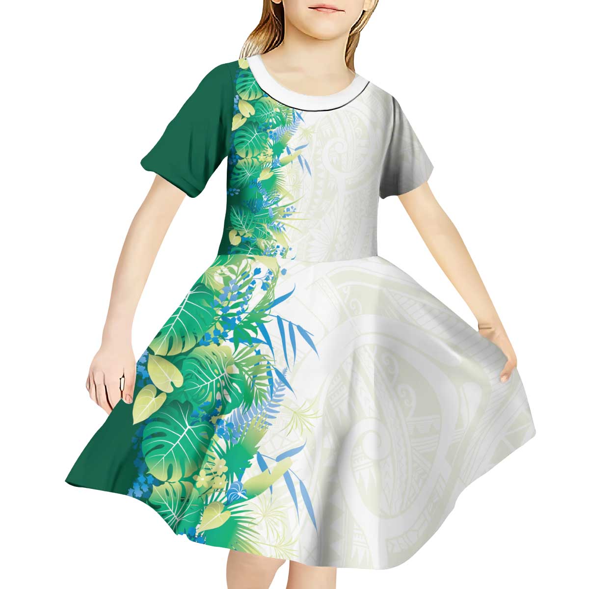 Hawaii Tropical Plant Omaomao Kid Short Sleeve Dress Vibrant Polynesian Pattern