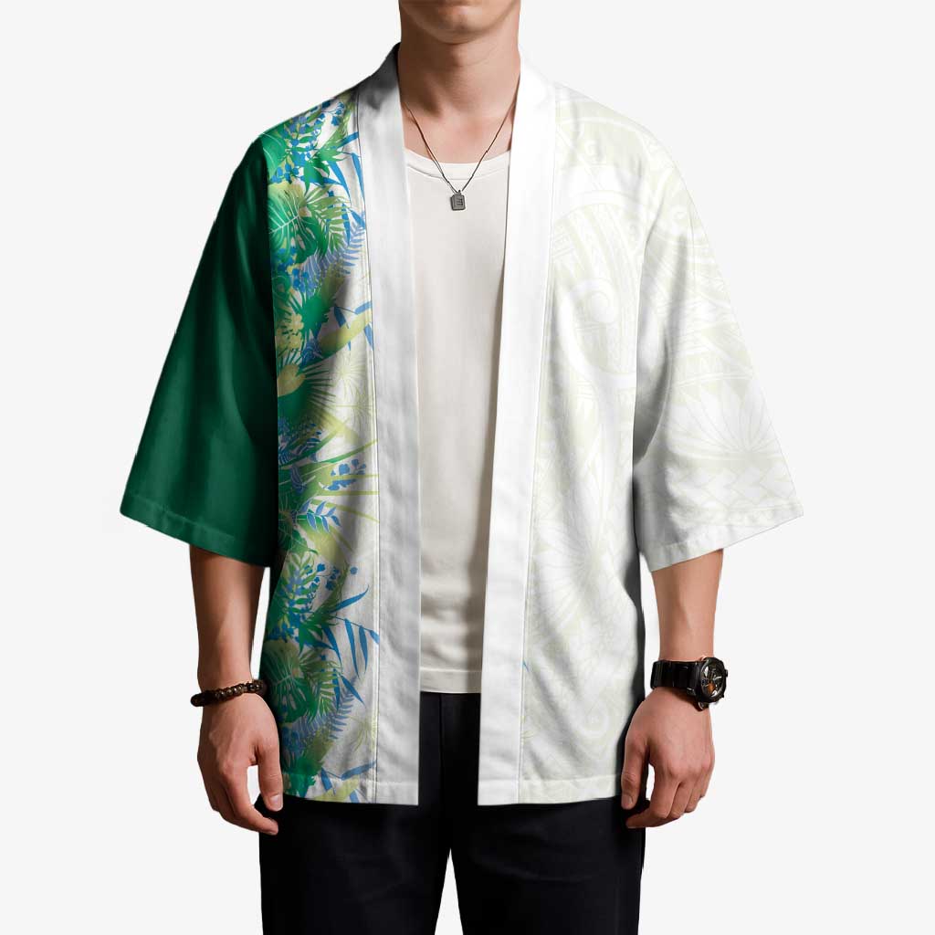Hawaii Tropical Plant Omaomao Kimono Vibrant Polynesian Pattern