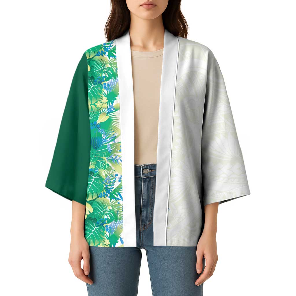 Hawaii Tropical Plant Omaomao Kimono Vibrant Polynesian Pattern