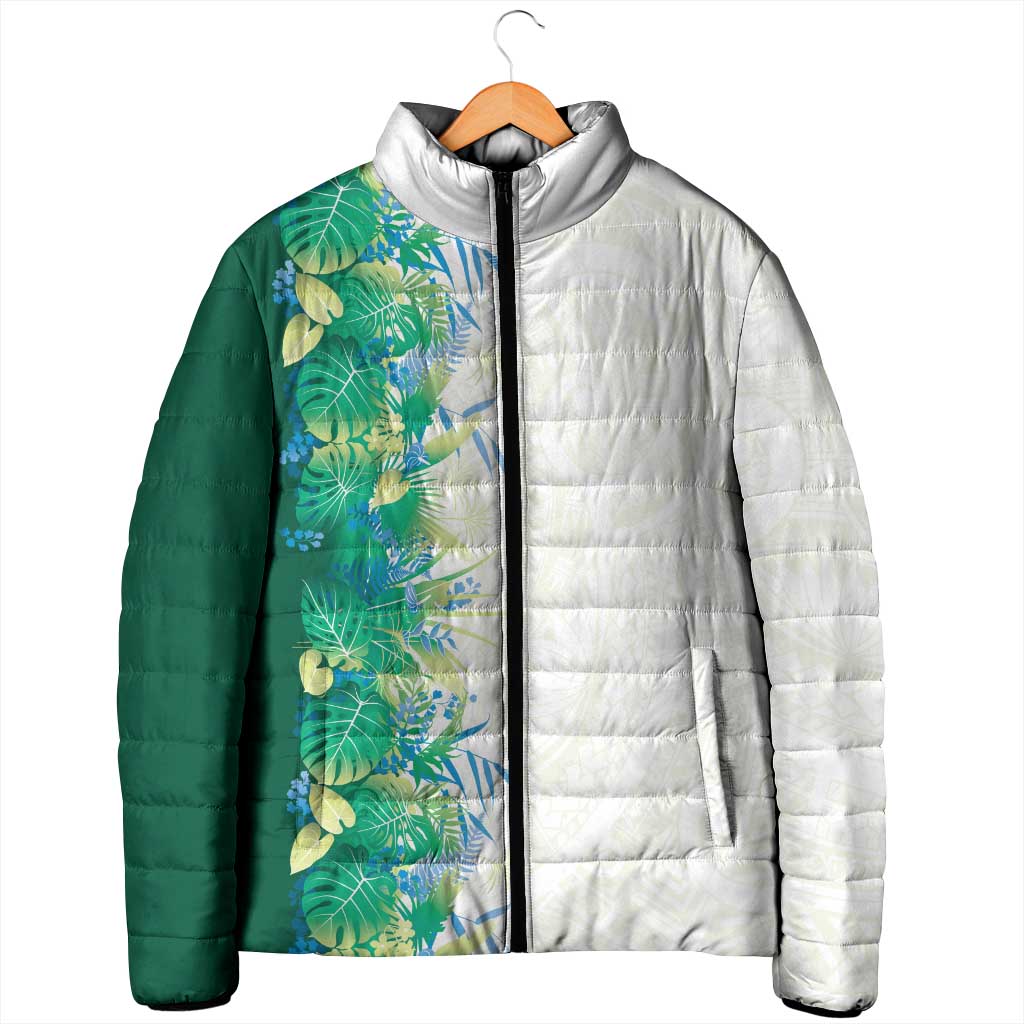 Hawaii Tropical Plant Omaomao Padded Jacket Vibrant Polynesian Pattern