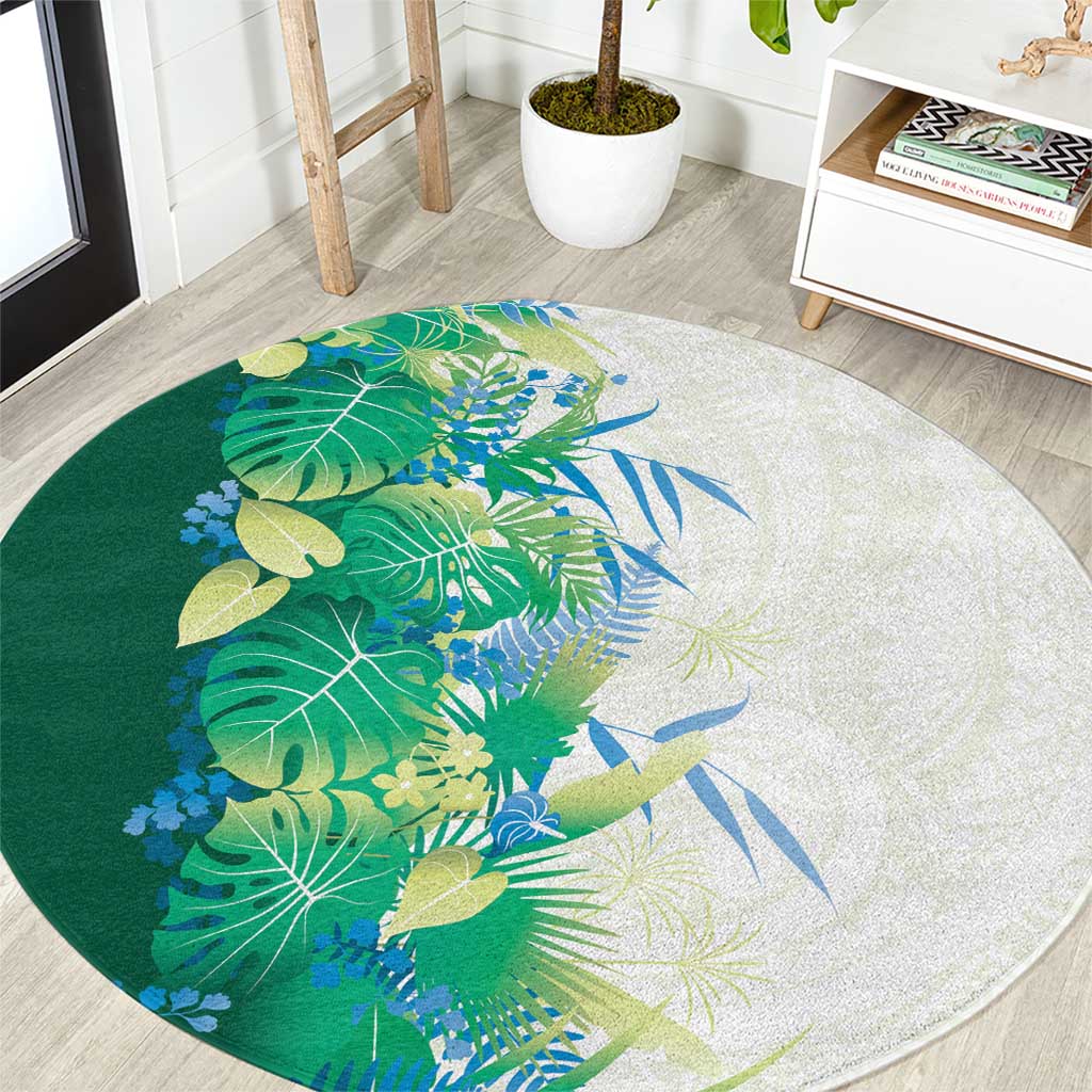 Hawaii Tropical Plant Omaomao Round Carpet Vibrant Polynesian Pattern