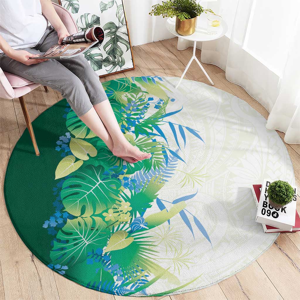 Hawaii Tropical Plant Omaomao Round Carpet Vibrant Polynesian Pattern