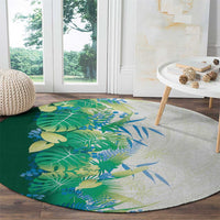 Hawaii Tropical Plant Omaomao Round Carpet Vibrant Polynesian Pattern