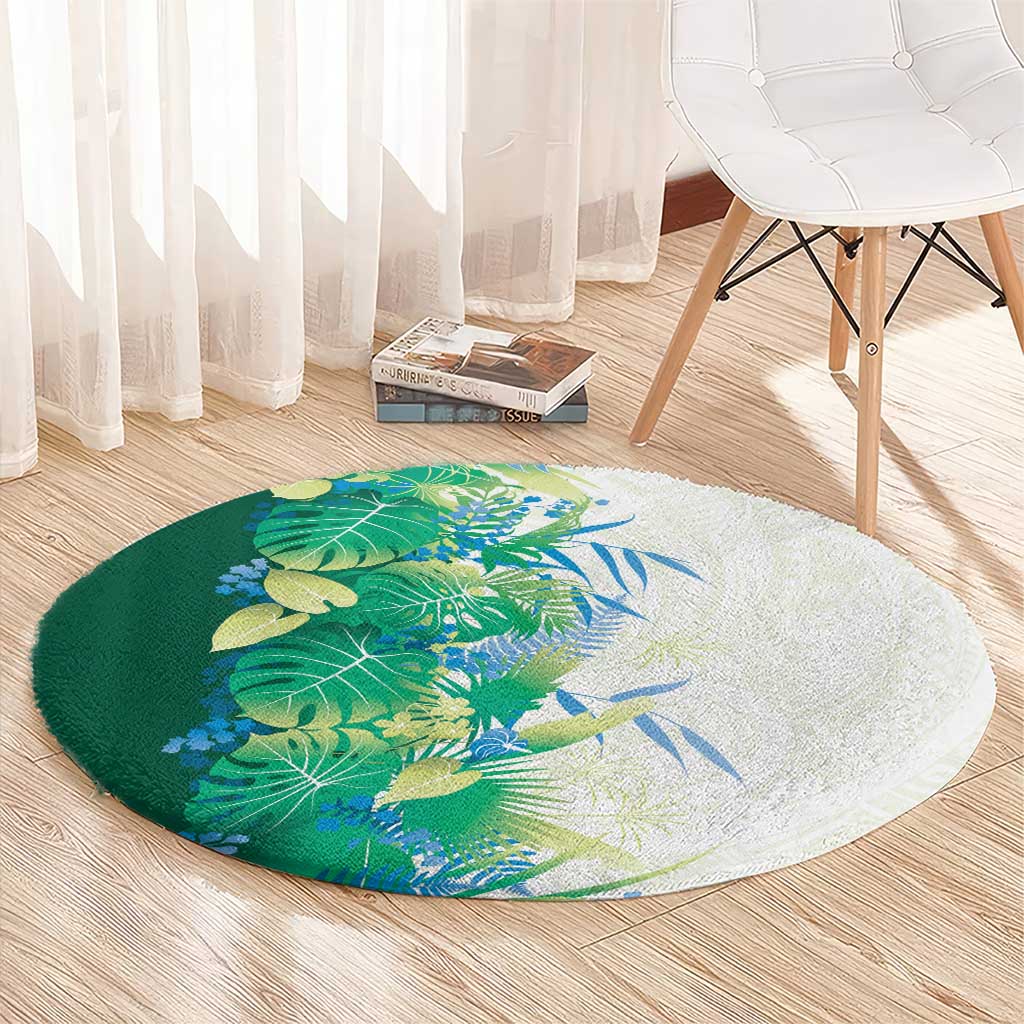 Hawaii Tropical Plant Omaomao Round Carpet Vibrant Polynesian Pattern