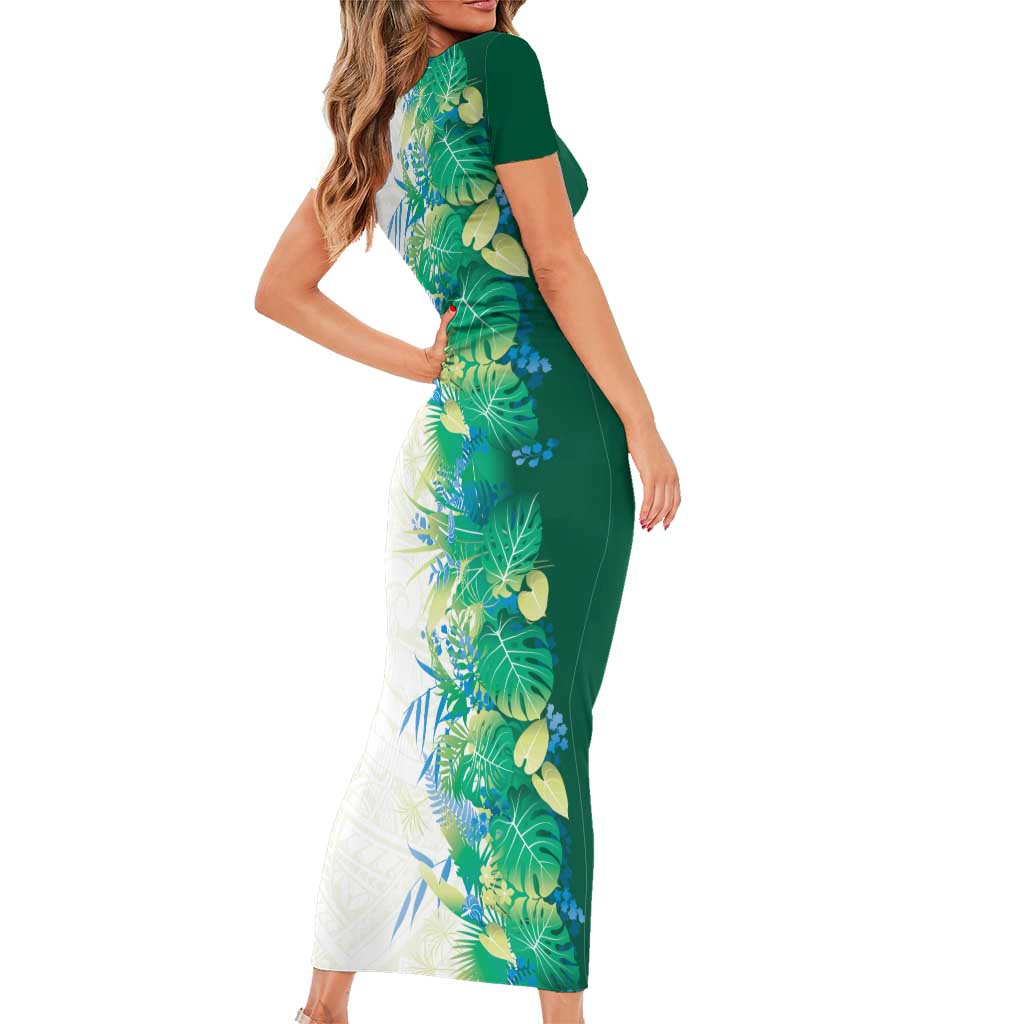 Hawaii Tropical Plant Omaomao Short Sleeve Bodycon Dress Vibrant Polynesian Pattern LT01 - Polynesian Pride