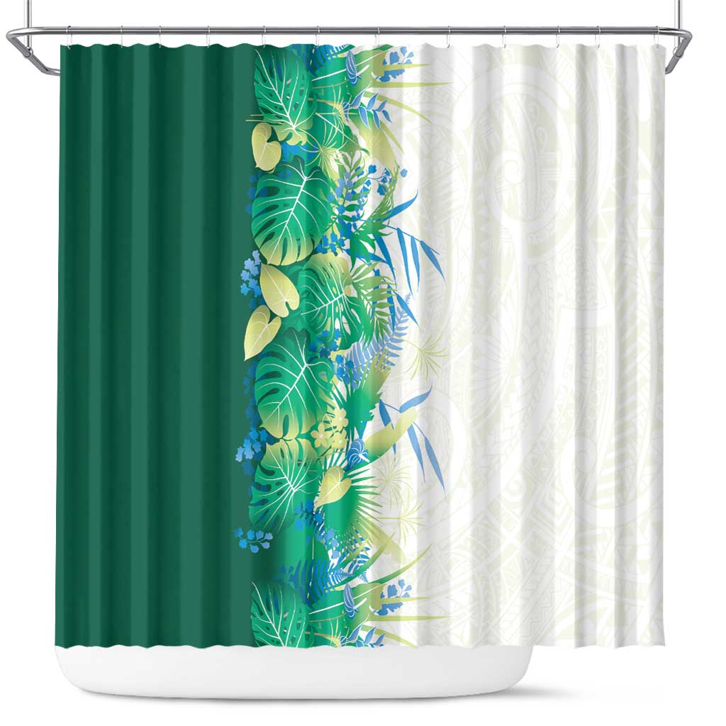 Hawaii Tropical Plant Omaomao Shower Curtain Vibrant Polynesian Pattern