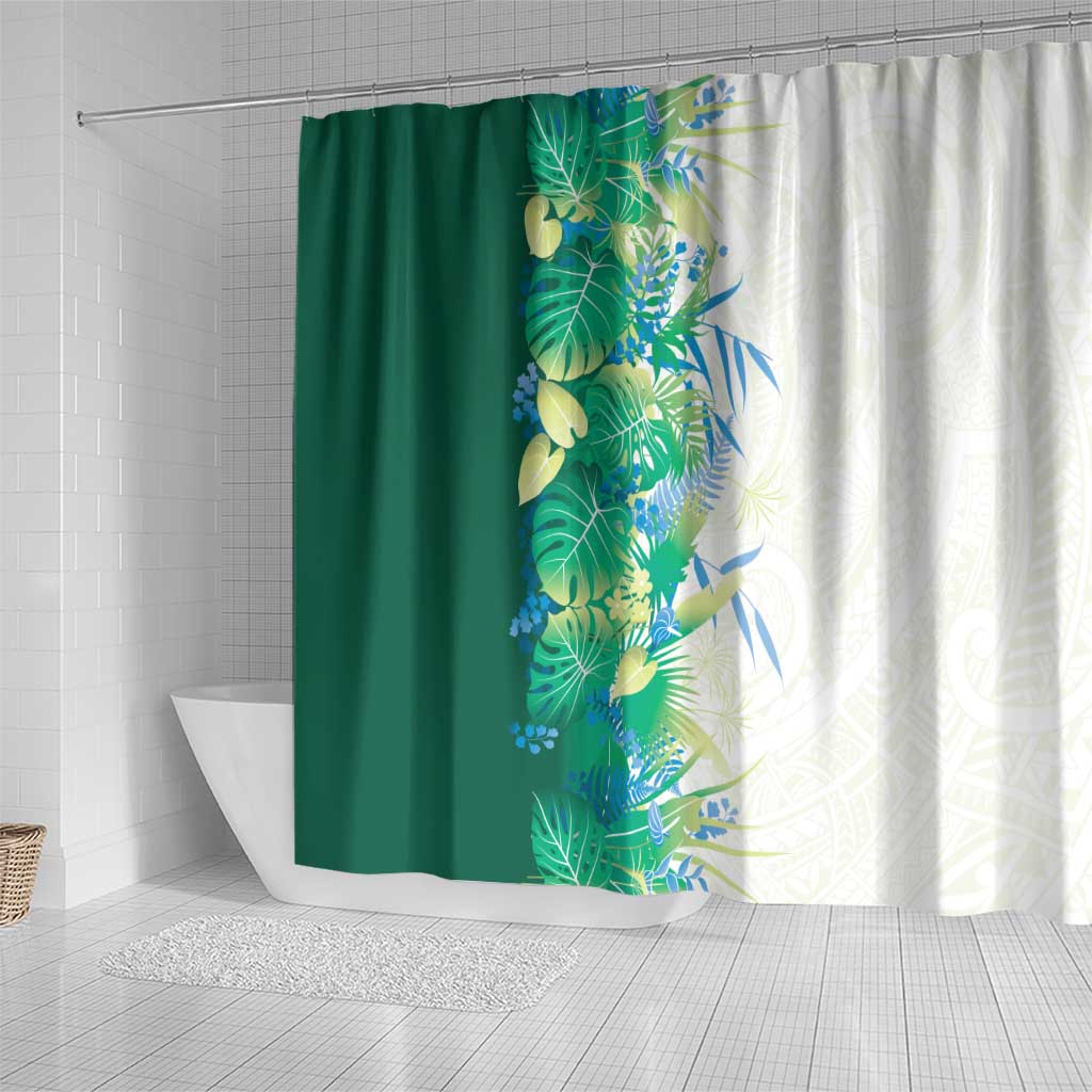 Hawaii Tropical Plant Omaomao Shower Curtain Vibrant Polynesian Pattern