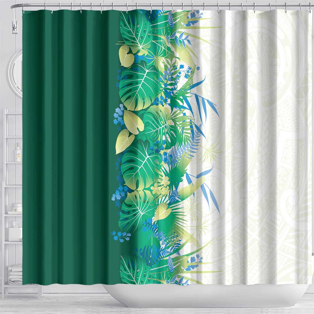 Hawaii Tropical Plant Omaomao Shower Curtain Vibrant Polynesian Pattern