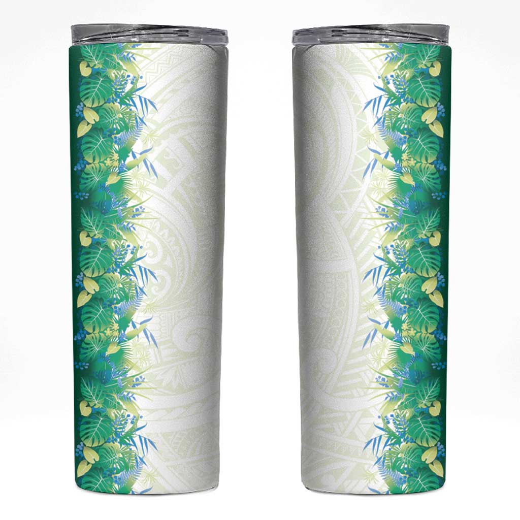 Hawaii Tropical Plant Omaomao Skinny Tumbler Vibrant Polynesian Pattern