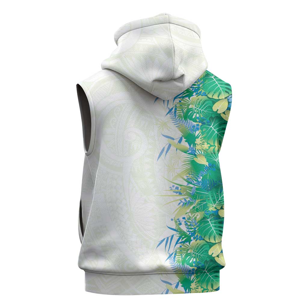 Hawaii Tropical Plant Omaomao Sleeveless Hoodie Vibrant Polynesian Pattern