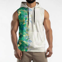 Hawaii Tropical Plant Omaomao Sleeveless Hoodie Vibrant Polynesian Pattern