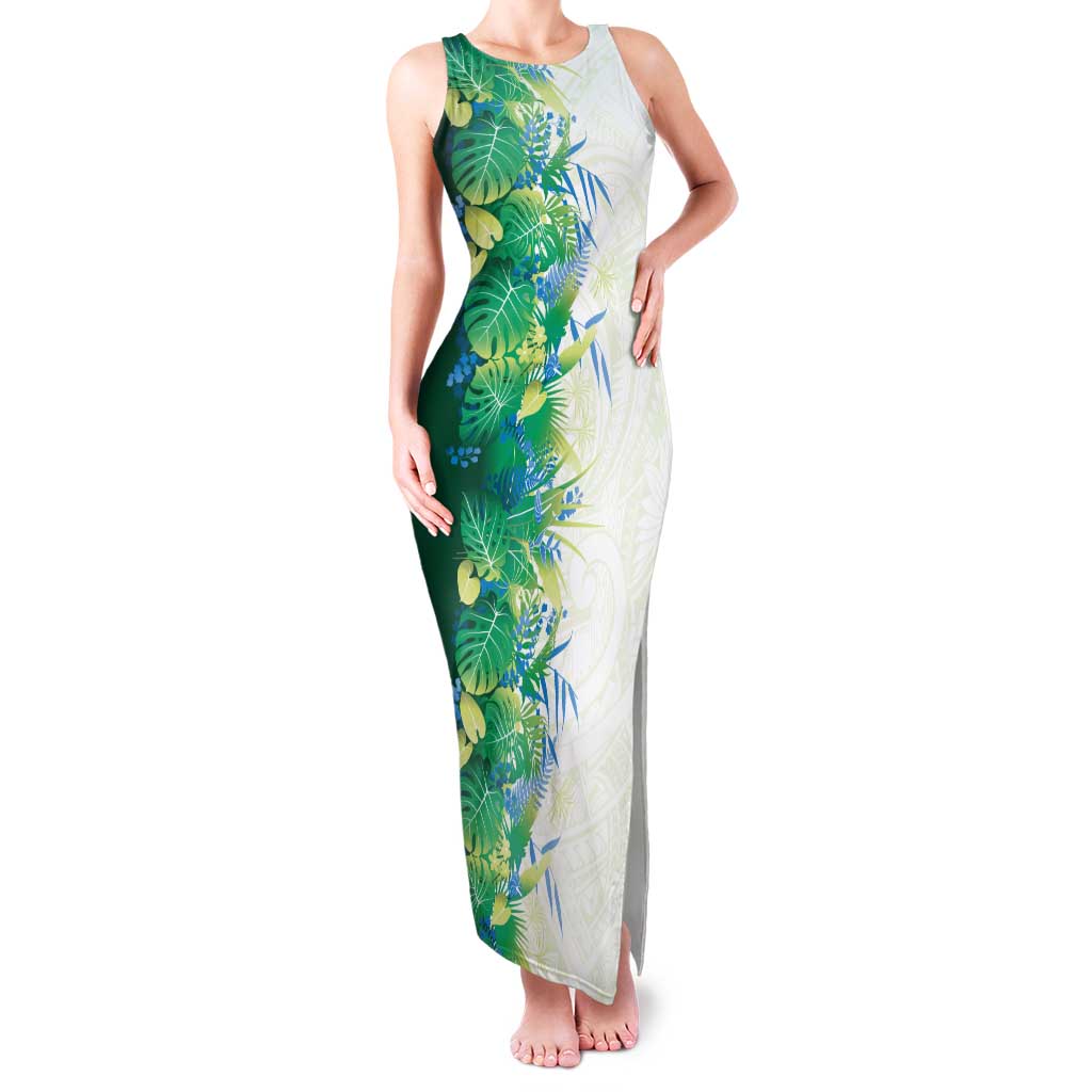 Hawaii Tropical Plant Omaomao Tank Maxi Dress Vibrant Polynesian Pattern LT01 Women Green - Polynesian Pride