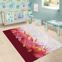 Hawaii Tropical Plant Akala Area Rug Vibrant Polynesian Pattern