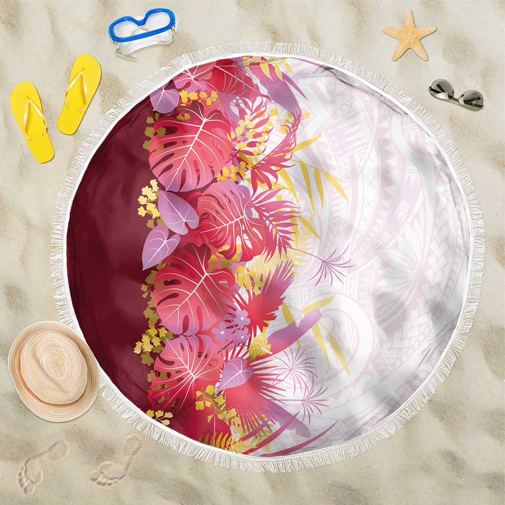 Hawaii Tropical Plant Akala Beach Blanket Vibrant Polynesian Pattern