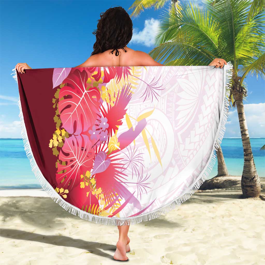 Hawaii Tropical Plant Akala Beach Blanket Vibrant Polynesian Pattern
