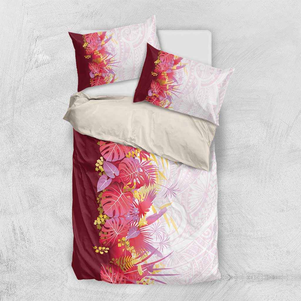 Hawaii Tropical Plant Akala Bedding Set Vibrant Polynesian Pattern