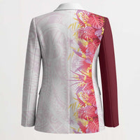 Hawaii Tropical Plant Akala Blazer Vibrant Polynesian Pattern