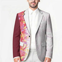 Hawaii Tropical Plant Akala Blazer Vibrant Polynesian Pattern