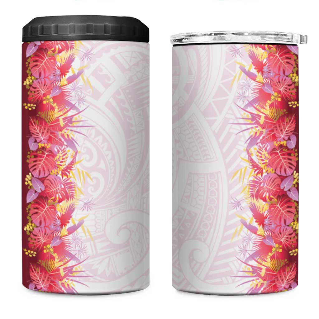 Hawaii Tropical Plant Akala 4 in 1 Can Cooler Tumbler Vibrant Polynesian Pattern