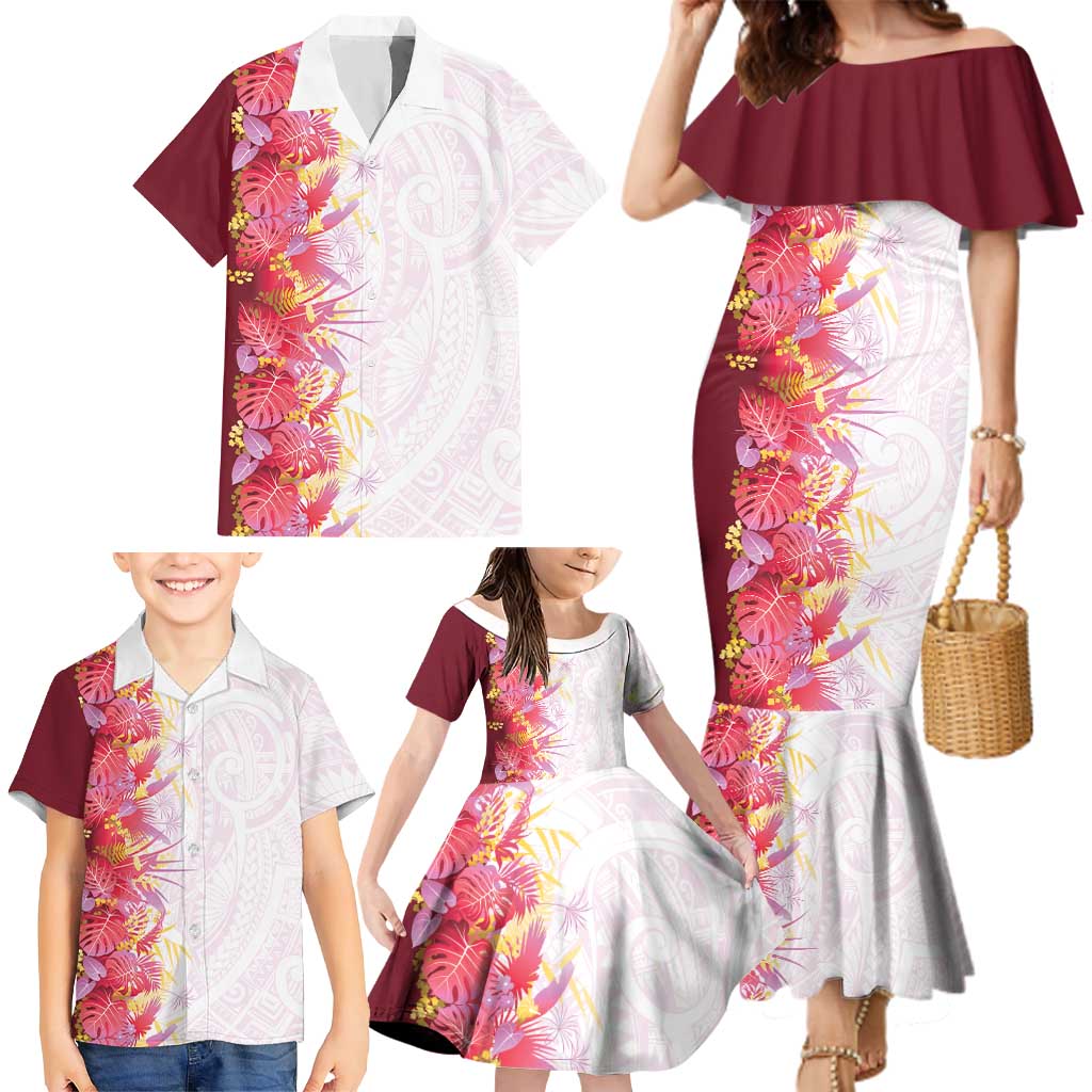 Hawaii Tropical Plant Akala Family Matching Mermaid Dress and Hawaiian Shirt Vibrant Polynesian Pattern LT01 - Polynesian Pride