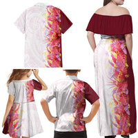 Hawaii Tropical Plant Akala Family Matching Off Shoulder Maxi Dress and Hawaiian Shirt Vibrant Polynesian Pattern LT01 - Polynesian Pride
