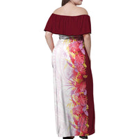 Hawaii Tropical Plant Akala Family Matching Off Shoulder Maxi Dress and Hawaiian Shirt Vibrant Polynesian Pattern LT01 - Polynesian Pride