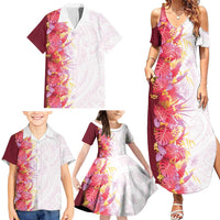 Hawaii Tropical Plant Akala Family Matching Summer Maxi Dress and Hawaiian Shirt Vibrant Polynesian Pattern LT01 - Polynesian Pride
