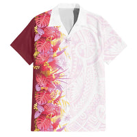 Hawaii Tropical Plant Akala Family Matching Tank Maxi Dress and Hawaiian Shirt Vibrant Polynesian Pattern LT01 Dad's Shirt - Short Sleeve Pink - Polynesian Pride